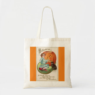 Tote Bag Victorian Boy Carving Citrouille Halloween