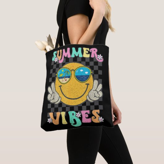 Tote Bag Vidéos d'été Super rétro Smile Face Bonjour été (De près)