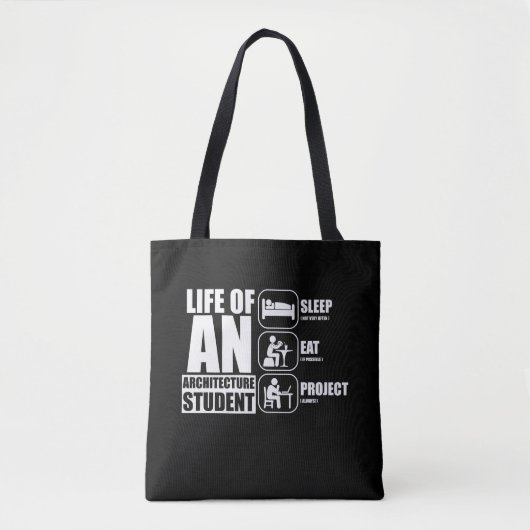 Tote Bag Vie D'Un Étudiant En Architecture Projet De Dîner (Devant)