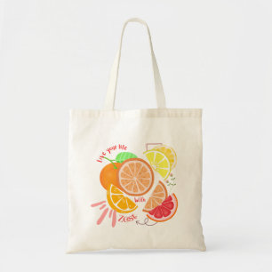 Tote Bag Vie en direct inspirée des fruits avec thème Zest