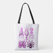 Tote Bag Vie marine de pieuvre rose océanique (Dos)