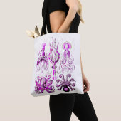 Tote Bag Vie marine de pieuvre rose océanique (De près)
