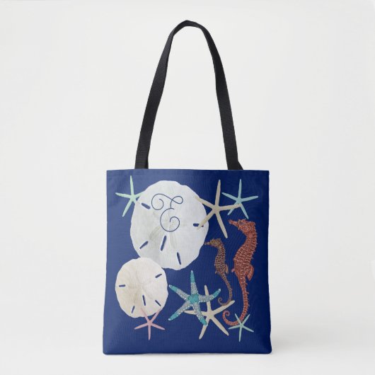 Tote Bag Vie marine monogramme bleu marine (Devant)
