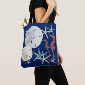 Tote Bag Vie marine monogramme bleu marine (De près)