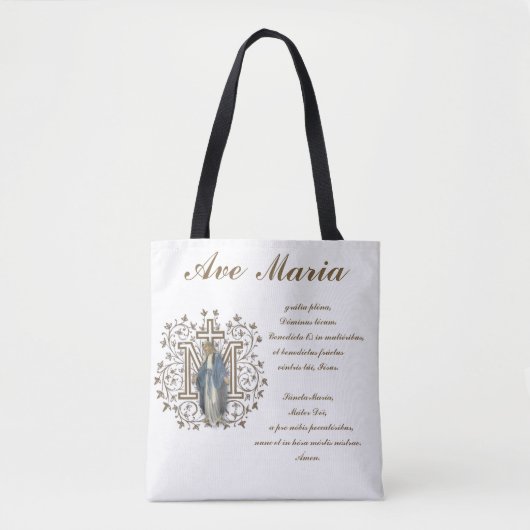 Tote Bag Vierge catholique Marie Ave Maria en latin (Devant)