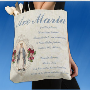 Tote Bag Vierge catholique Marie Ave Maria en latin