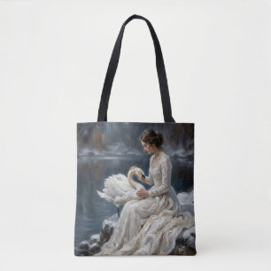 Tote Bag Vierge du cygne, romance du lac en hiver, art de f