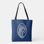 Tote Bag Vierge Marie, dentelle blanche, bleu marine (Dos)