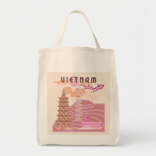 Tote Bag Vietnam Travel Art, Retro (Devant)