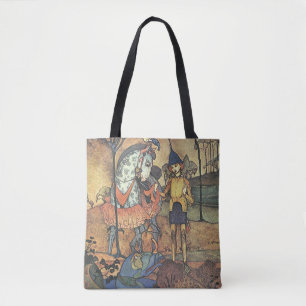 Tote Bag Vieux Conte de Fées, Un Chevalier Brave et Dragon