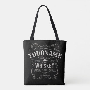 Tote Bag Vieux Étiquette Whiskey Personnalisé Vintage Liquo