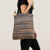 Tote Bag Vieux mur de planches en bois avec fissures. Poutr (De près)