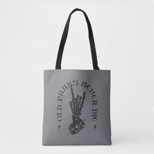 Tote Bag Vieux Punks Ne Meurent Jamais Skeleton Rock Sur Go (Devant)
