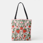 Tote Bag Vignes florales roses et rouges Cute aux fraises (Dos)