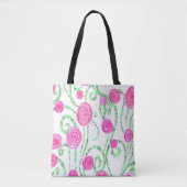 Tote Bag Vignes vert et rose (Devant)