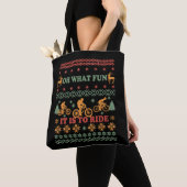 Tote Bag Vilain pull Joyeux Noël à vélo (De près)