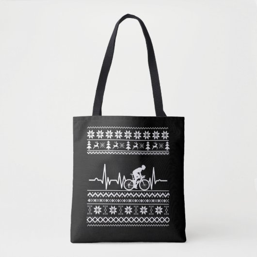 Tote Bag Vilain pull Joyeux Noël à vélo (Devant)