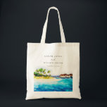 Tote Bag Villa Tropical Overwater Seascape Beach Mariage<br><div class="desc">Tropical Overwater Villa Seascape Beach Theme Collection.- c'est un script élégant aquarelle Illustration de Overwater Villa Seascape, parfait pour votre mariage et fêtes de plage tropicale. Il est très facile de customiser, avec vos données personnelles. Si vous avez besoin d'un autre produit correspondant ou de la personnalisation, veuillez envoyer un...</div>
