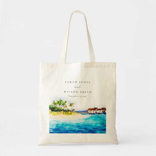 Tote Bag Villa Tropical Overwater Seascape Beach Mariage (Devant)