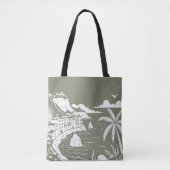 Tote Bag Village côtier sur falaise (Devant)