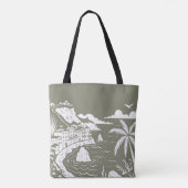 Tote Bag Village côtier sur falaise (Dos)