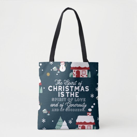 Tote Bag Village de nuit d'hiver avec esprit de Noël (Devant)