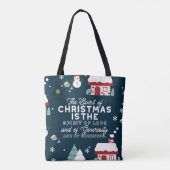 Tote Bag Village de nuit d'hiver avec esprit de Noël (Dos)