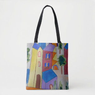 Tote Bag Village d'été Abstrait Épaule