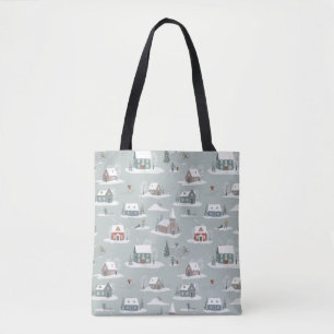 Tote Bag Village d'hiver Motif de la scène de neige