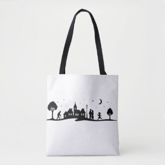 Tote Bag Village paisible La nuit Silhouette Scène