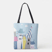 Tote Bag Ville de bord de la mer de vacances illustrée (Dos)