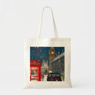 Tote Bag Ville de Noël de Londres d'inspiration rétro