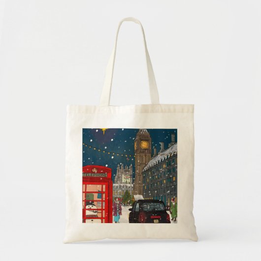 Tote Bag Ville de Noël de Londres d'inspiration rétro (Devant)
