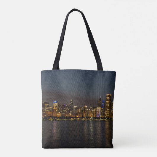 Tote Bag Ville de nuit de Chicago (Dos)