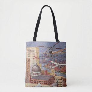 Tote Bag Ville de science-fiction vintage, steampunk victor