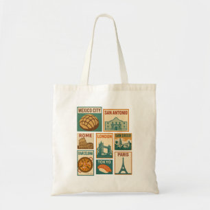 Tote Bag Villes de voyage Vintage Postage Timbre esthétique