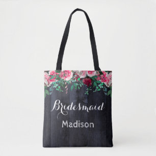 Tote Bag Vin Blush & Marine Bois Bourgogne Mariage Monogram