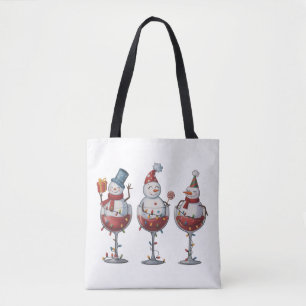 Tote Bag Vin de Noël Bonhommes de Neige Fêtes Esprits de No
