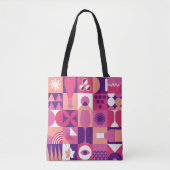 Tote Bag Vin rose violet rétro Bauhaus Motif (Devant)