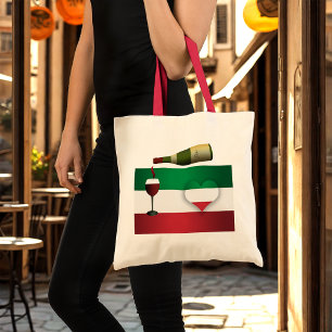 Tote Bag Vin Rouge Et Drapeau Italien