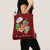 Tote Bag Vin Rouge Funky Joyeux Poivre de Noël (De près)