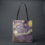 Tote Bag Vincent van Gogh - La Nuit étoilée<br><div class="desc">La Nuit étoilée (1889) de Vincent van Gogh est une peinture à l'huile post-impressionniste représentant un paysage naturel. Une vue sur une ville dans une vallée la nuit avec des nuages tourbillonnants, des étoiles brillantes et un beau croissant de lune jaune doré. Elle a été peinte de jour de mémoire...</div>