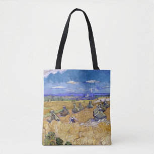 Tote Bag Vincent van Gogh - Meules de blé avec des moissonn