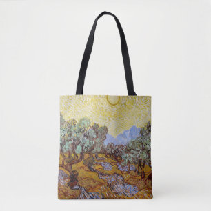 Tote Bag Vincent van Gogh - Oliviers, Ciel Jaune et Soleil