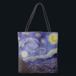 Tote Bag Vincent Van Gogh Starry Nuit Vintage Art<br><div class="desc">Vincent van Gogh Starry Night Art Peinture Starry Night est un tableau de l'artiste post-impressionniste néerlandais Vincent van Gogh. Le ciel bleu de la nuit est rempli de nuages tourbillonnants, d'étoiles et d'une lune brillante croissant. La Nuit étoilée est la seule nocturne de la série de vues depuis la fenêtre...</div>