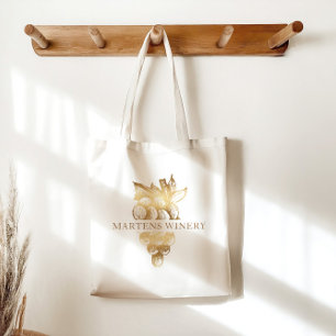Tote Bag vinerie vin entreprise or raisins monogramme