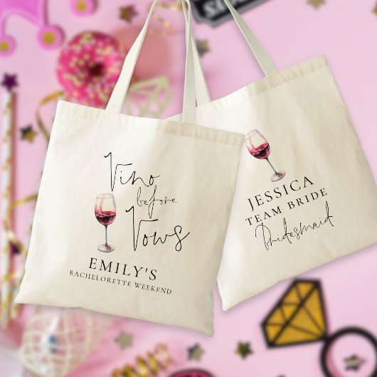 Tote Bag Vino Before Vows Demoiselle d'Honneur Enterrement 