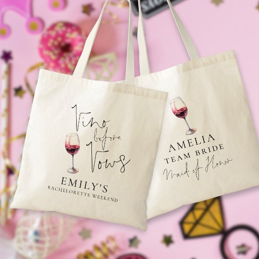 Tote Bag Vino Before Vows Demoiselle d'Honneur Enterrement