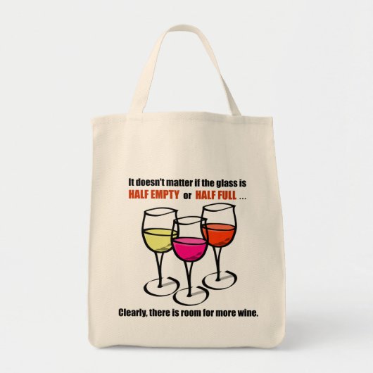 Tote Bag Vins de caricature Verre mi-Vin vide Humour (Devant)
