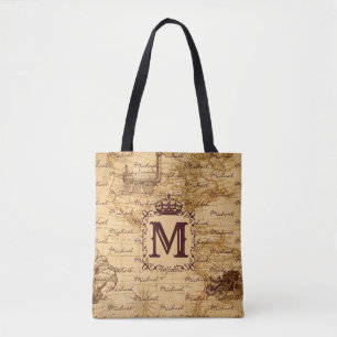 Tote Bag Vintage antique royal king world map rustic